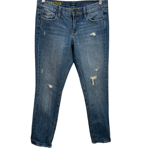 J. Crew Denim - J.Crew Women's Size 30 Matchstick Medium Wash Blue Distressed Straight Leg Jean